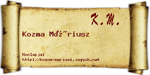 Kozma Máriusz névjegykártya
